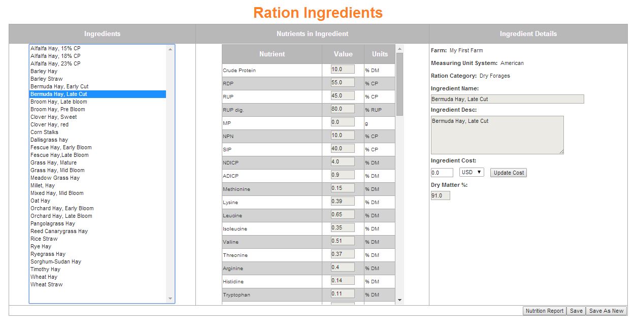 Impressive database of Ingrediants. Add your own ingrediants.